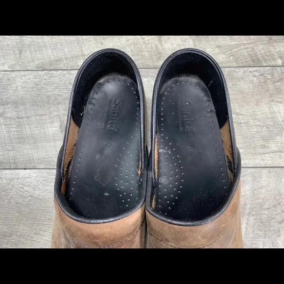 Sanita Professional Men's Distressed Leather Mules Shoes Clogs Size 13 US 47 EU - Picture 7 of 9